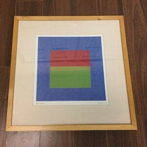 Signed Abstract Framed Art Ikea Windows Amaina Lithograph LIMITED 19x19 Square